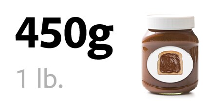 450 gramman suklaalevitepurkki
